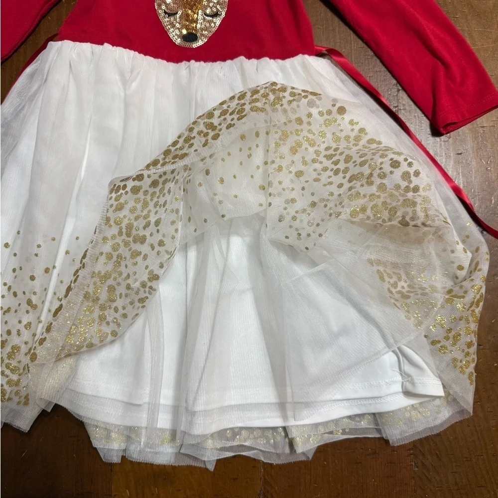 Zunie Festive Red and White Reindeer Dress
